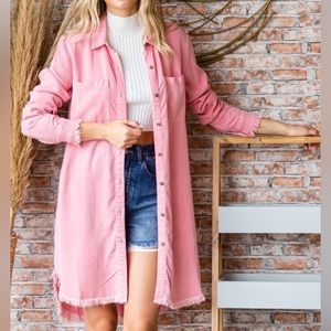 NEW Veveret Pastel Pink 100% Tencel Button Front Knee Length Shirt Dress